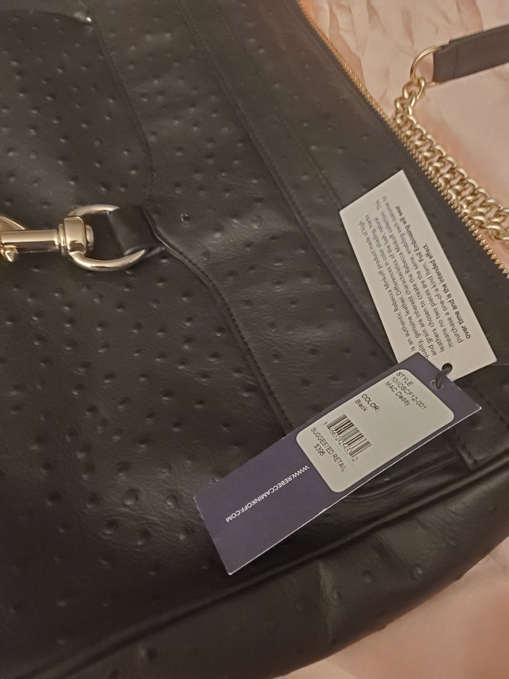 Rebecca Minkoff Black Leather Crossbody Bag With Tassels And Gold Hardware - Picture 7 of 12